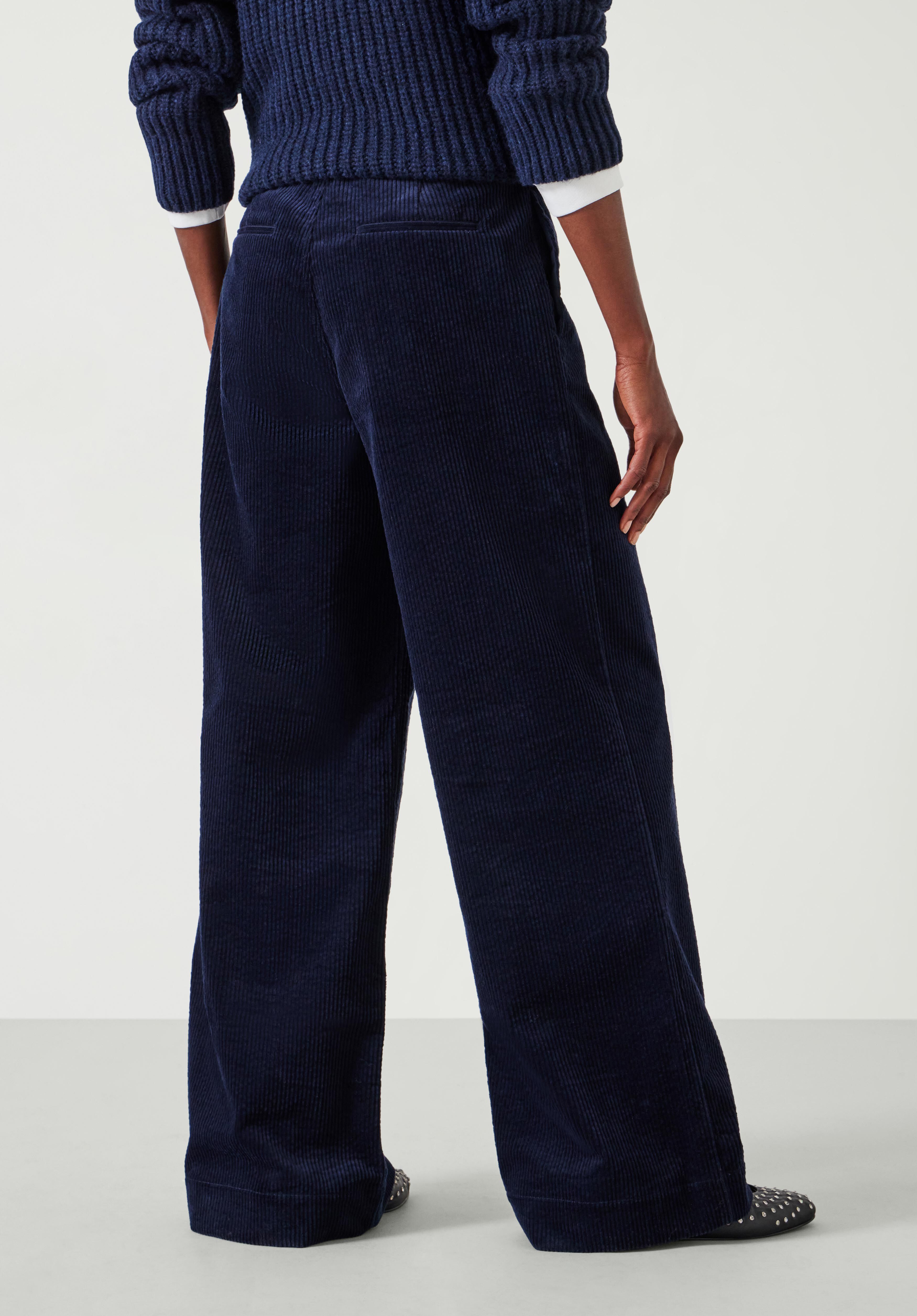Wide Leg Cord Trousers Navy hush