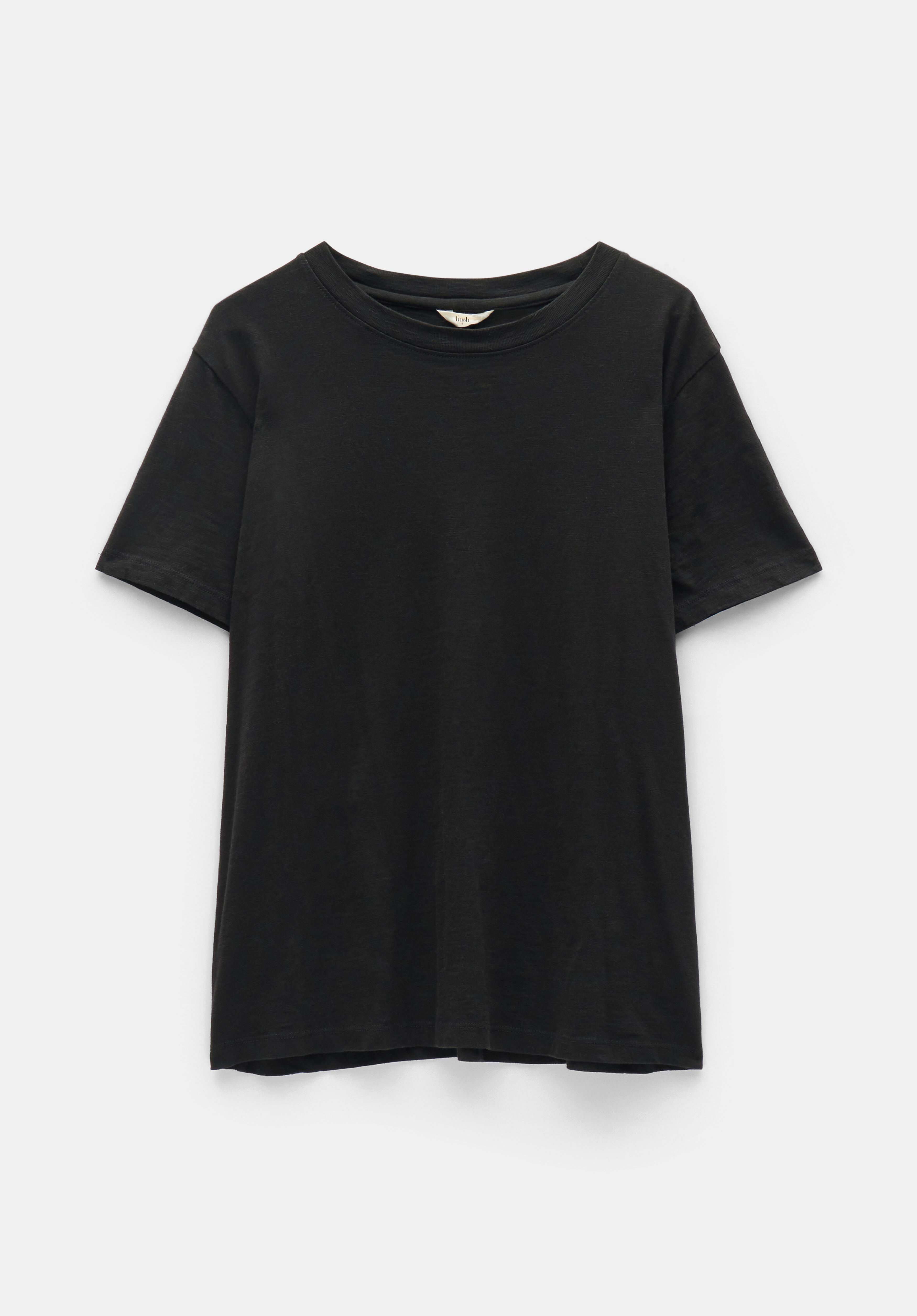 Hattie Cotton Slub Crew Neck T-Shirt | Black | hush