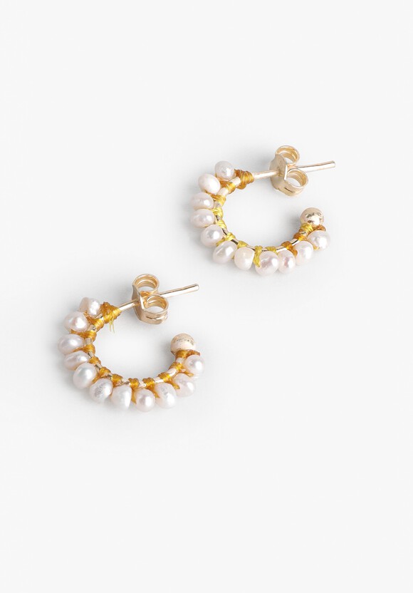 Pearl Beaded Hoop Earrings