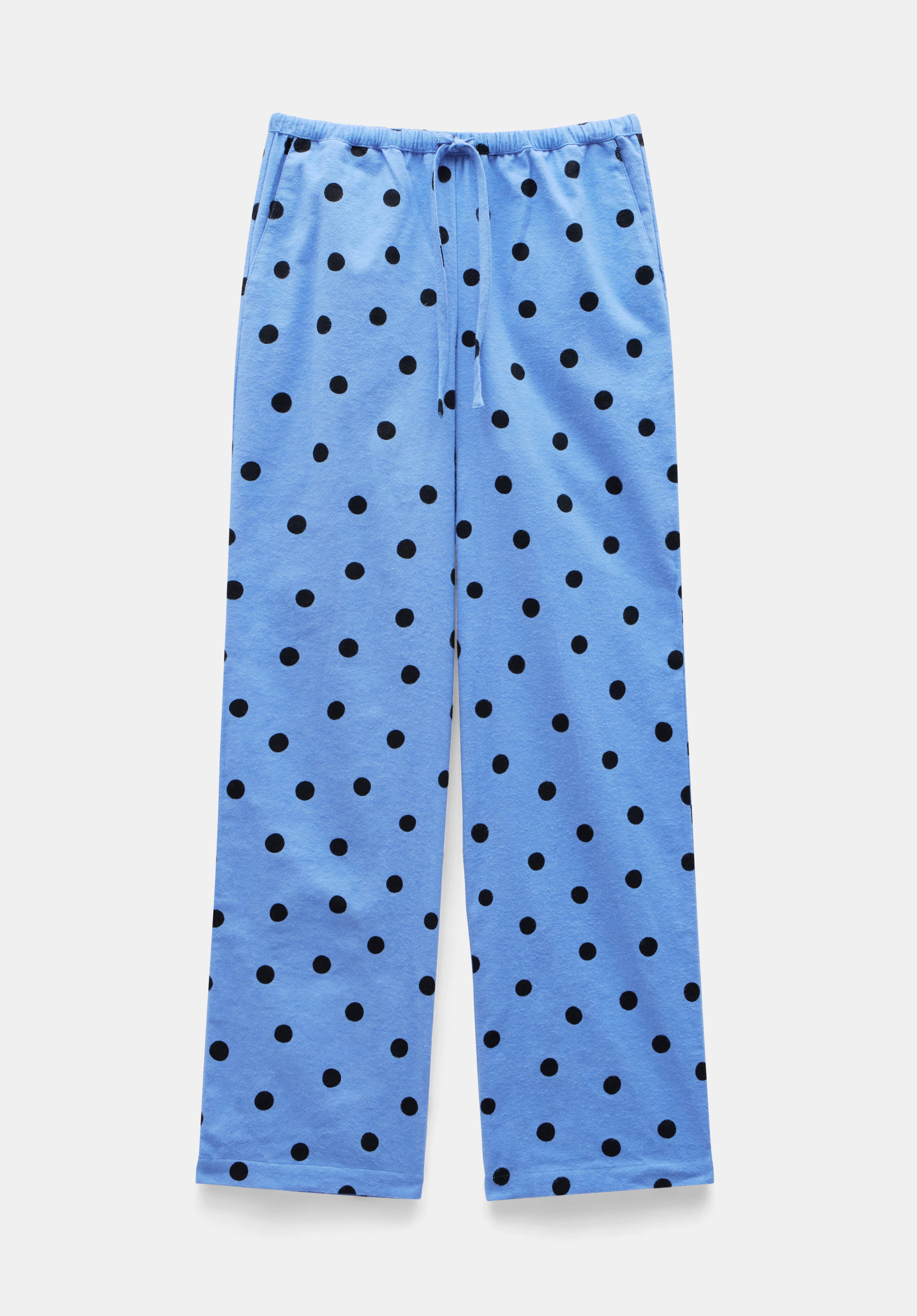 Sadie Cotton Flannel Pyjama Pants Random Polka Dot Blue hush