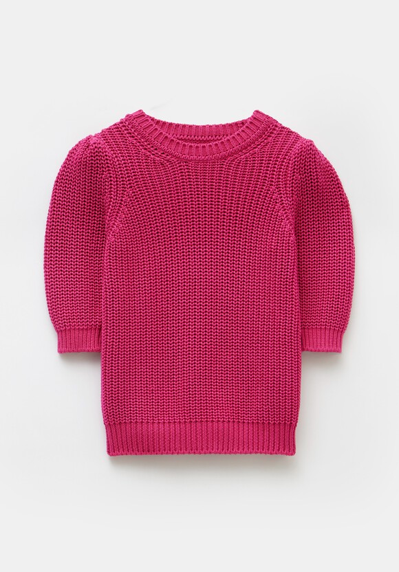 Jessie Cotton Puff Sleeve Ribbed Top