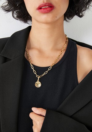 Gold Curated Paperclip Chain Necklace and Charms