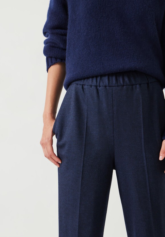 Eliz Slim Wool Blend Check Trousers