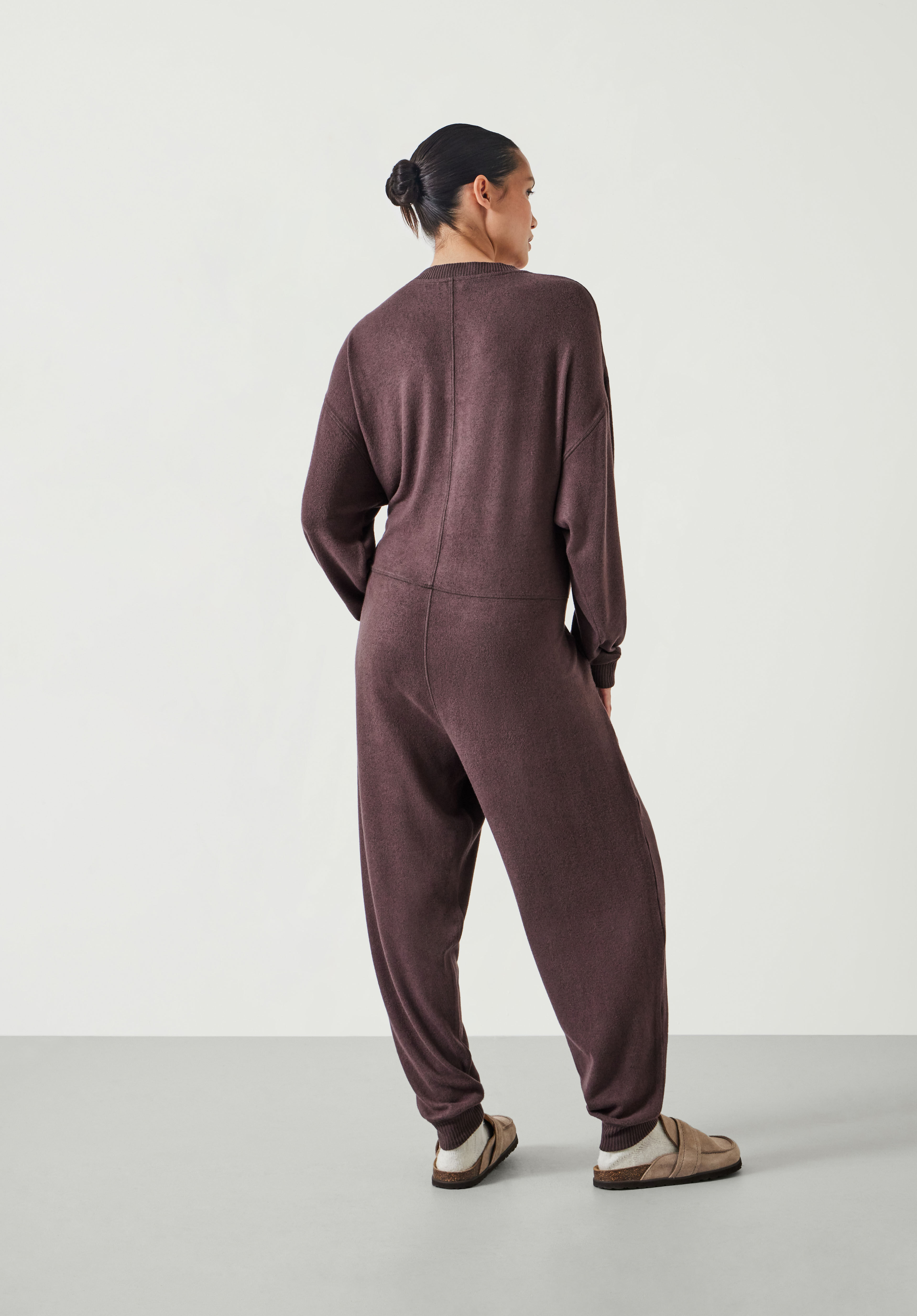 Elle Supersoft V Neck Onesie Chocolate Brown hush