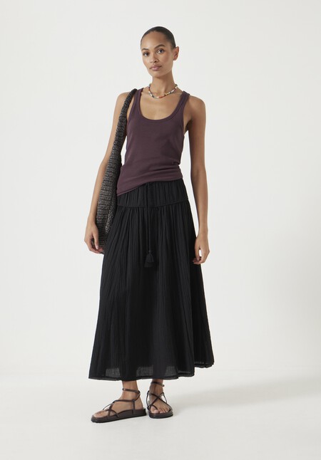 Gathered Detail Midi Skirt