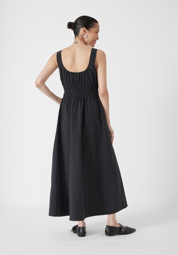 Technical Gathered Midi Dress