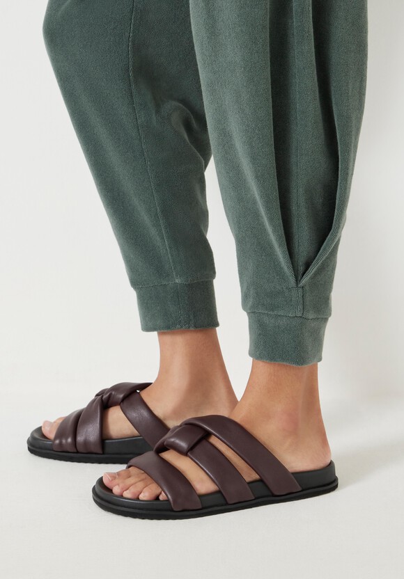 Towelling Barrel Leg Pleat Joggers