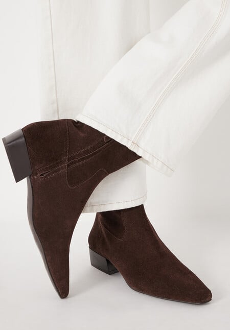 Suede Square-Toe Boots