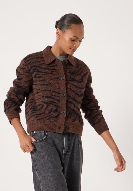 Wool Blend Tiger Jacquard Shirt Jacket