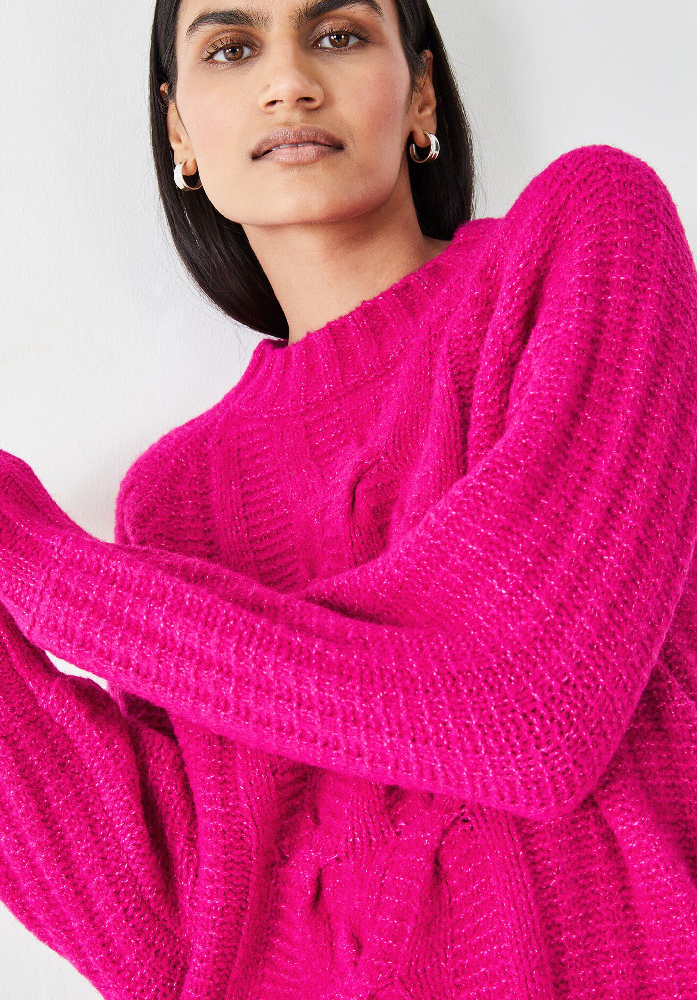 Nellie Cable Knit Sweater | Magenta Pink | hush