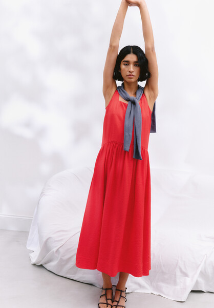 Air Flow Square Neck Midi Ballerina Dress