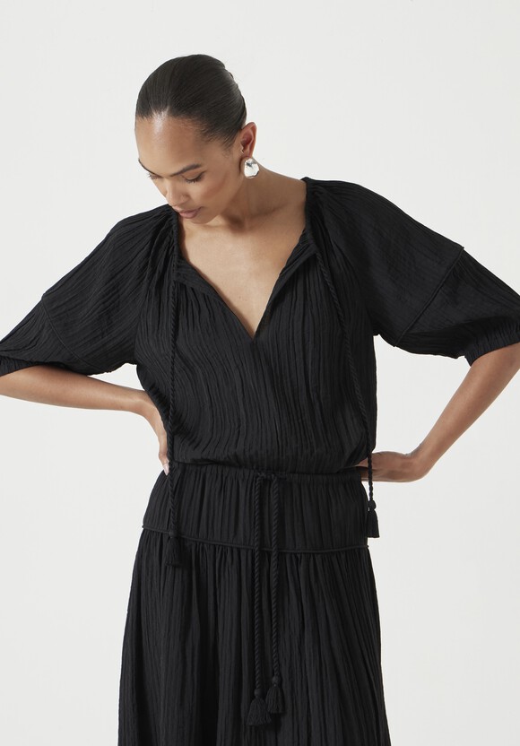 Mae Crinkle Balloon Sleeve Blouse