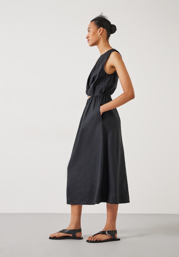 Maggie Twist Front Linen Midi Dress
