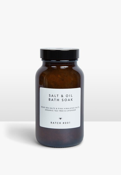 Batch 001 - Salt and Oil Bath Soak - Organic Tea Tree and Lavender