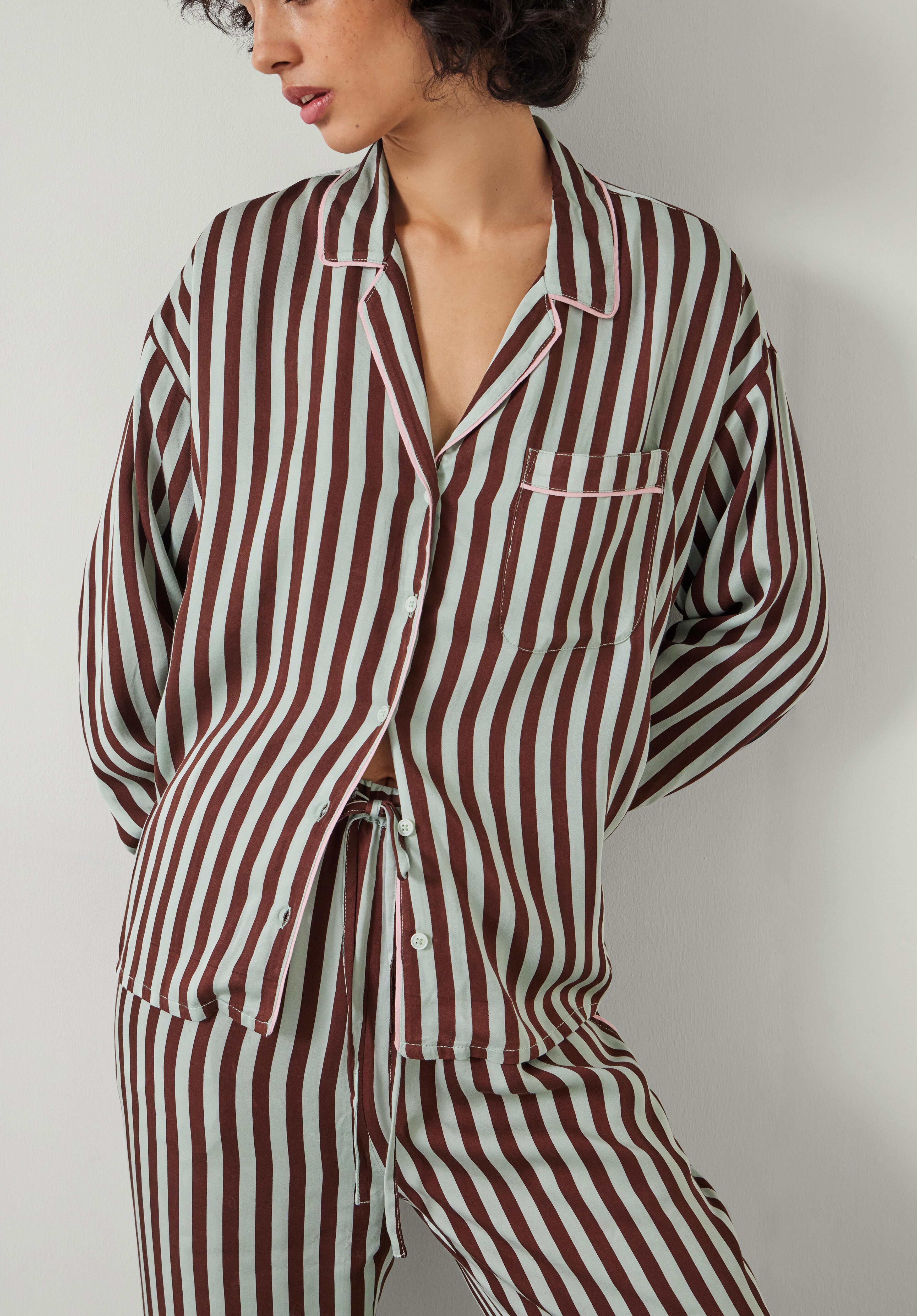 Angelina Satin Modal Stripe Pyjama Set