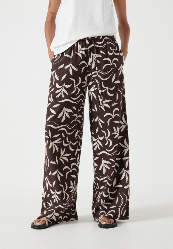 Printed Linen Blend Trouser