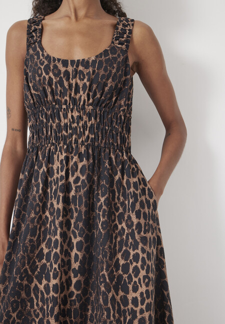 Air Flow Gathered Straps Midi Dress