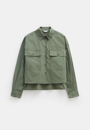 Cotton Oversized Cropped Shacket