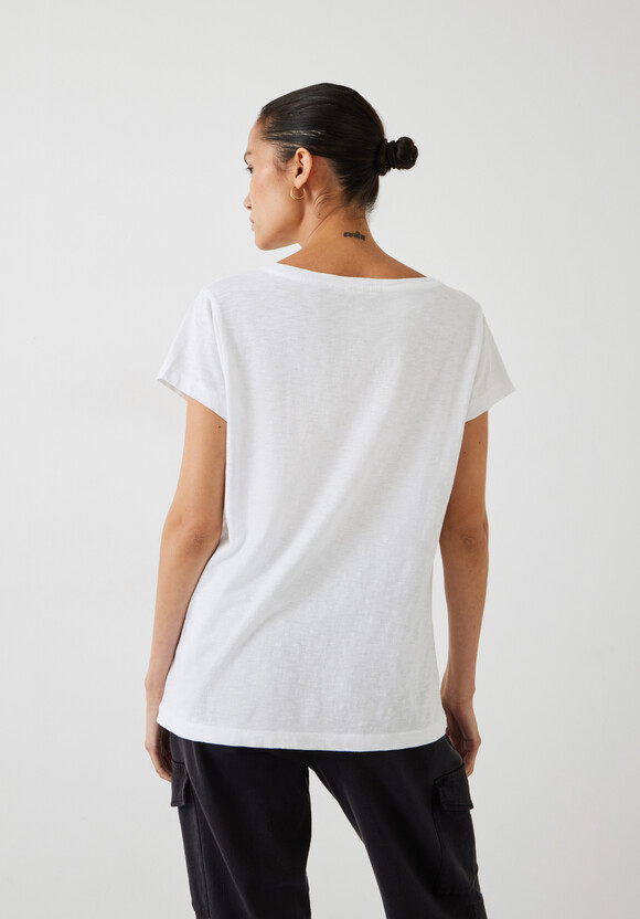 Hari Scoop Neck Cotton Slub T-Shirt