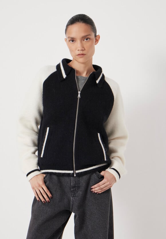 Varsity Logo Wool Blend Bomber Jacket 