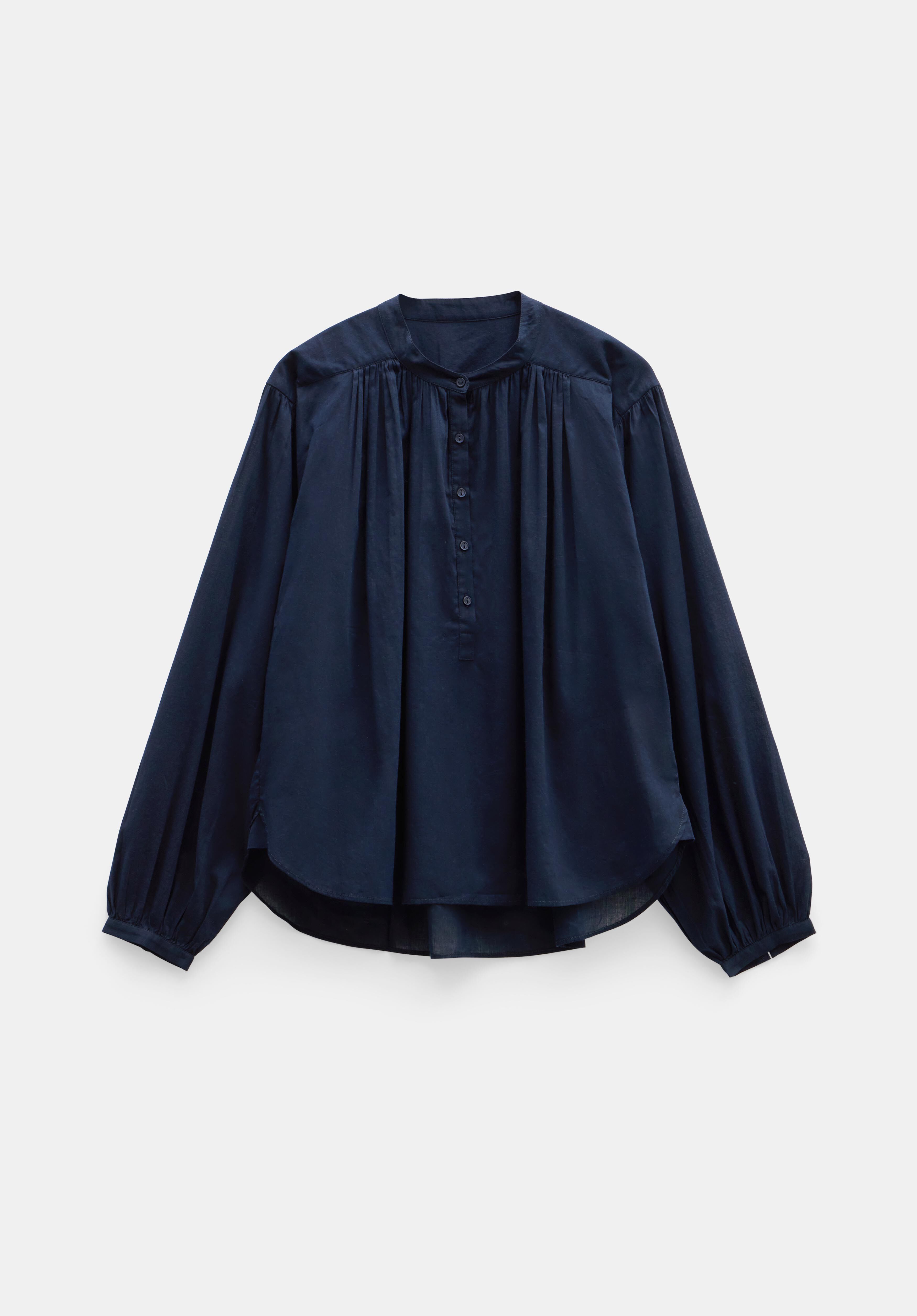 Lhea Oversized Gather Detail Blouse | Navy | hush