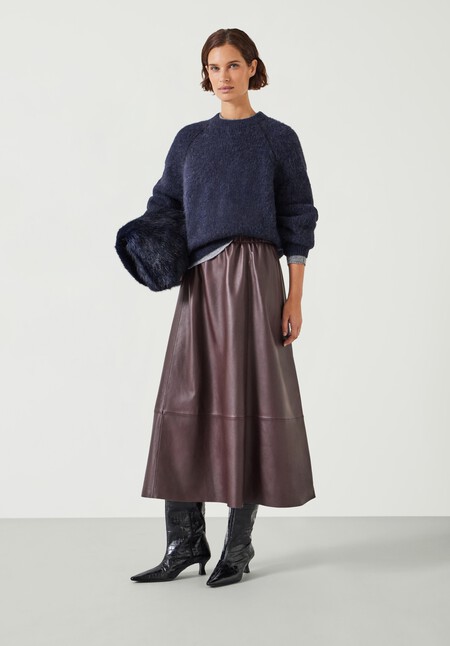 Agatha Leather Midi Skirt