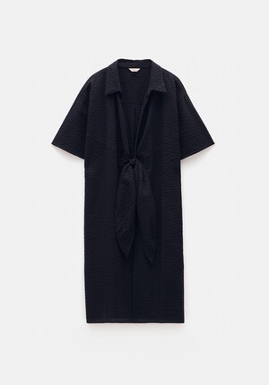 Seersucker Tie Front Dress