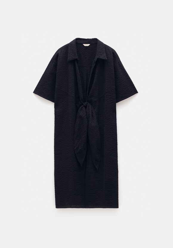 Seersucker Tie Front Beach Dress