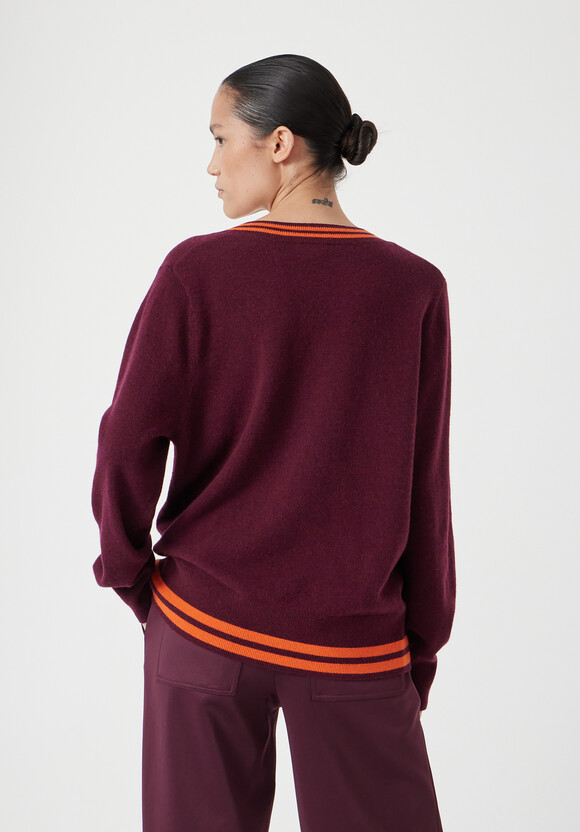 Merino Wool V Neck Stripe Jumper