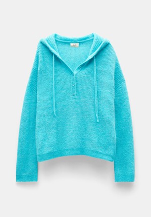 Halle Ribbed Wool Blend Hoodie