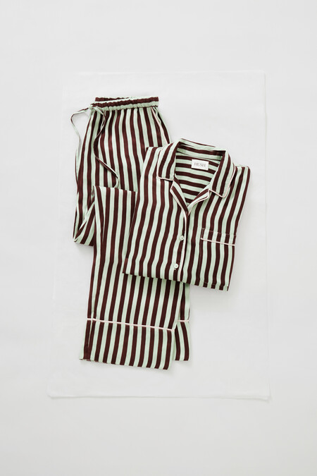 Angelina Satin Modal Stripe Pyjama Set