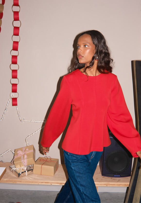 Scuba Peplum Jersey Top