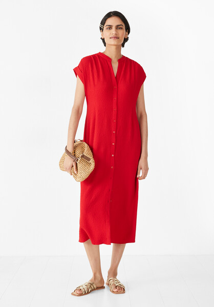 Textured Posy Midi Dress