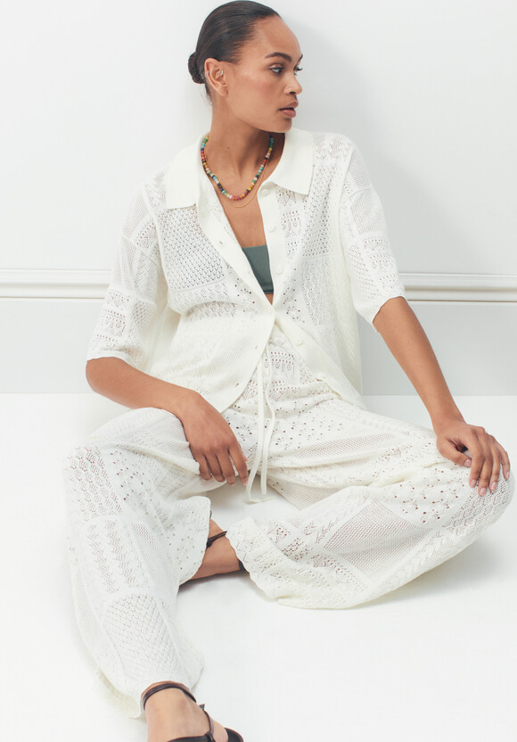 Patchwork Stitch Knitted Trouser
