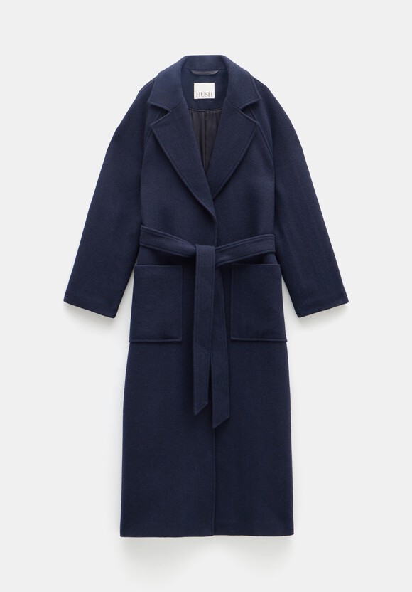 Kaitlin Wool Blend Herringbone Coat