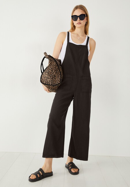Wide Leg Cropped Dungarees