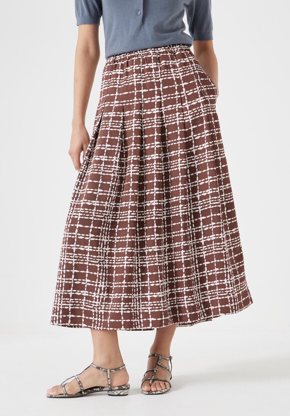 Satin Twill Pleated Midi Skirt