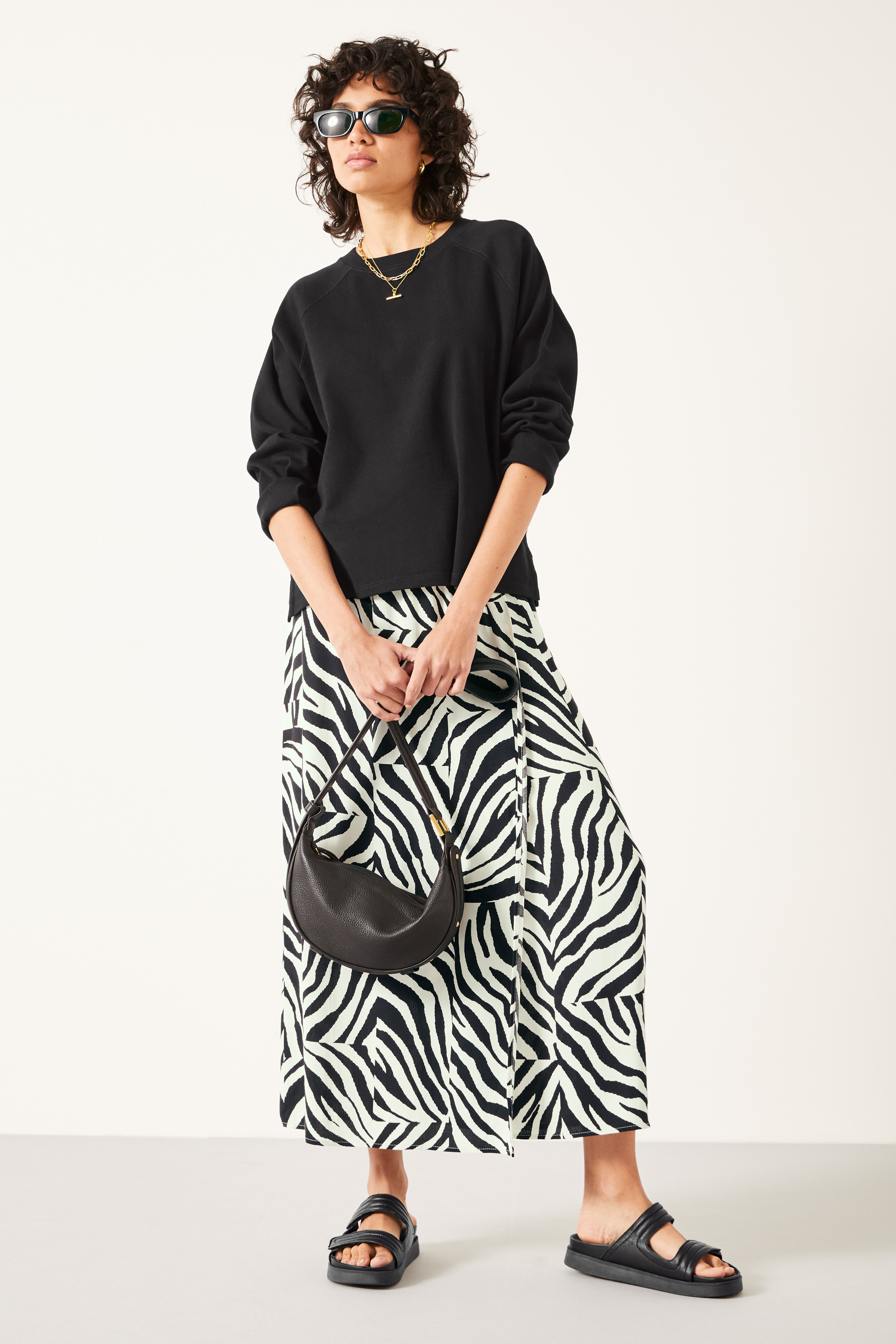 Asymmetric wrap skirt Black / Gray For Women | Maje