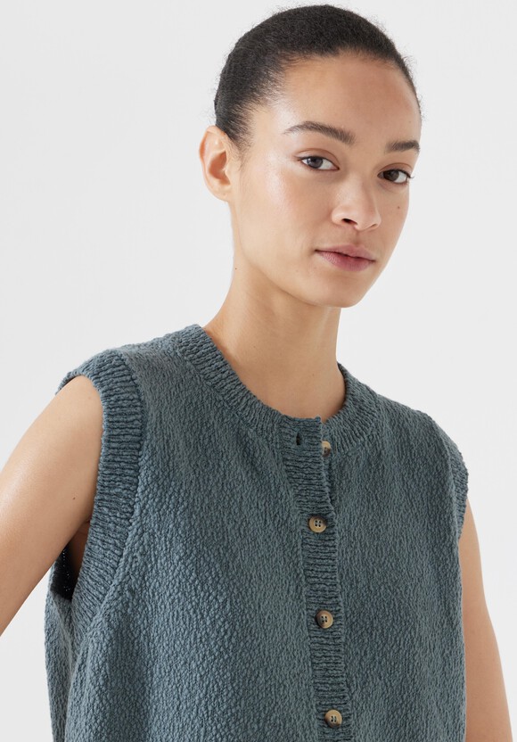 Textured Button Through Tank Top