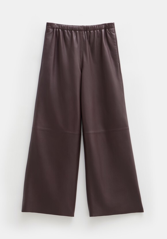 Leather Cropped Wide Leg Trousers