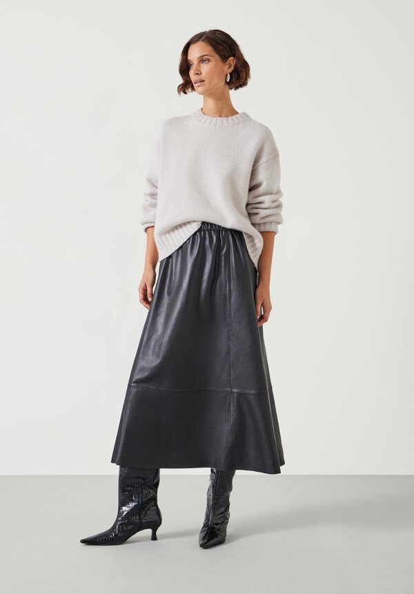Agatha Leather Midi Skirt
