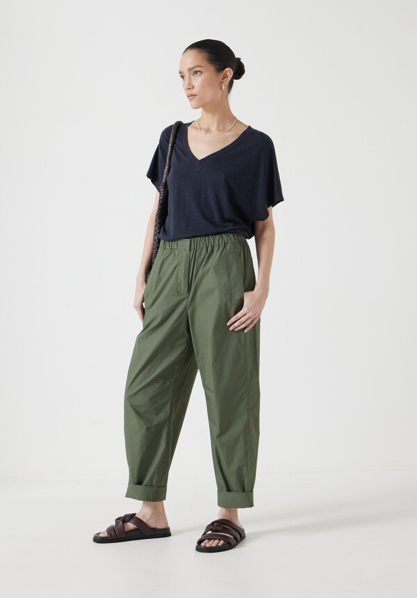 Jack Barrel Leg Pull On Lightweight Cotton Trousers