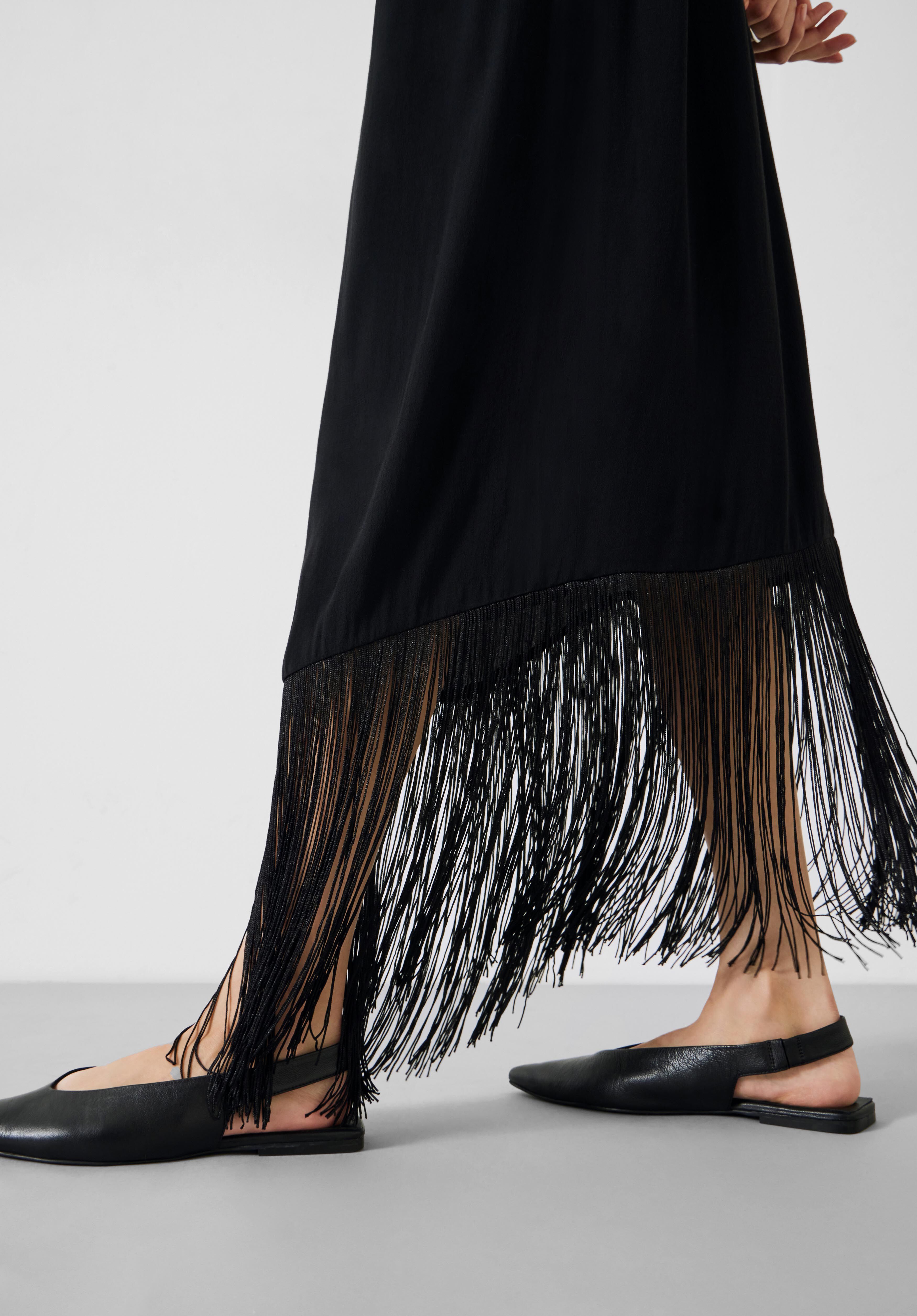 Hailey Fringe Midi Dress | Black | hush