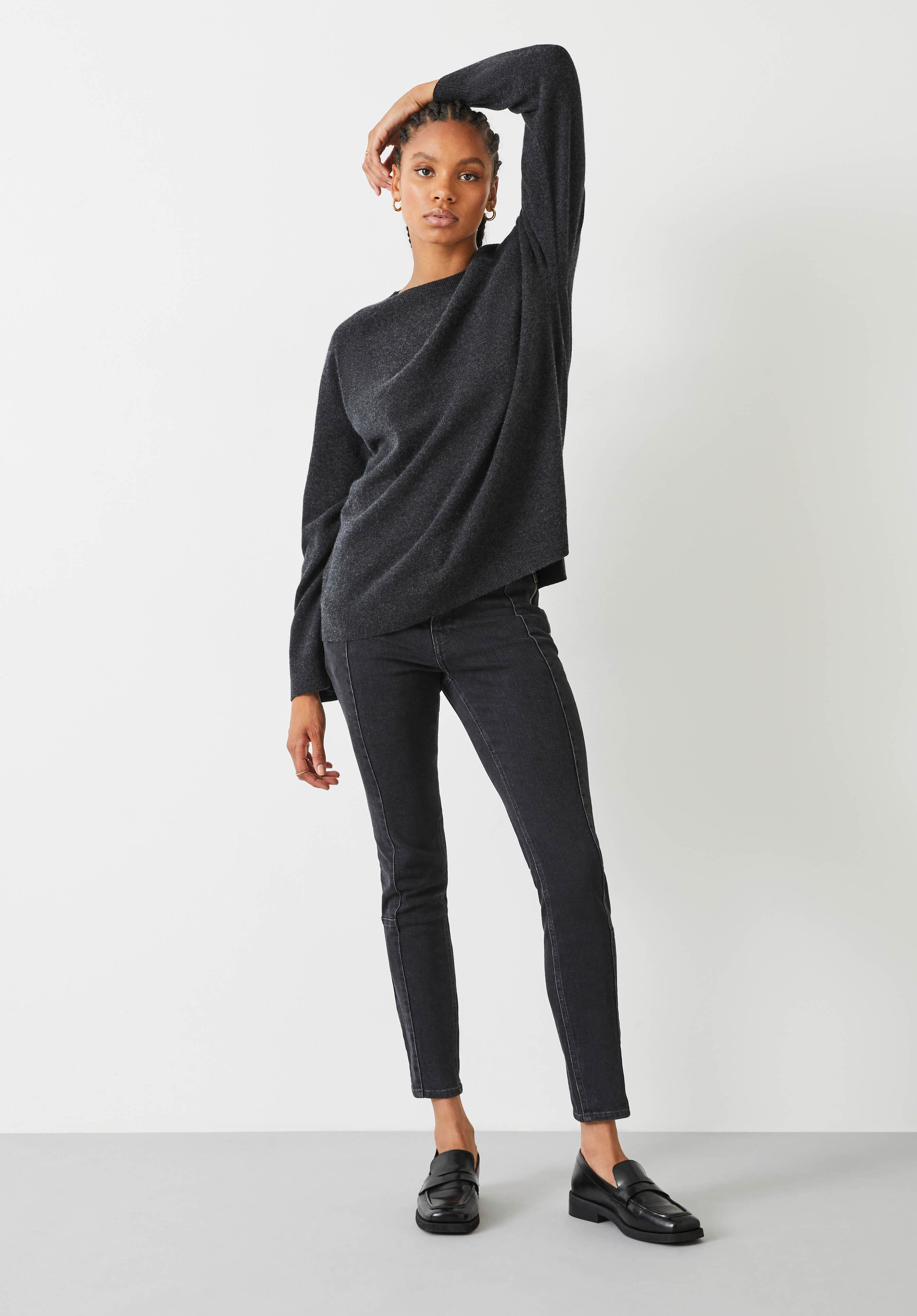 Neve Cashmere Boyfriend Jumper | Charcoal Marl | hush