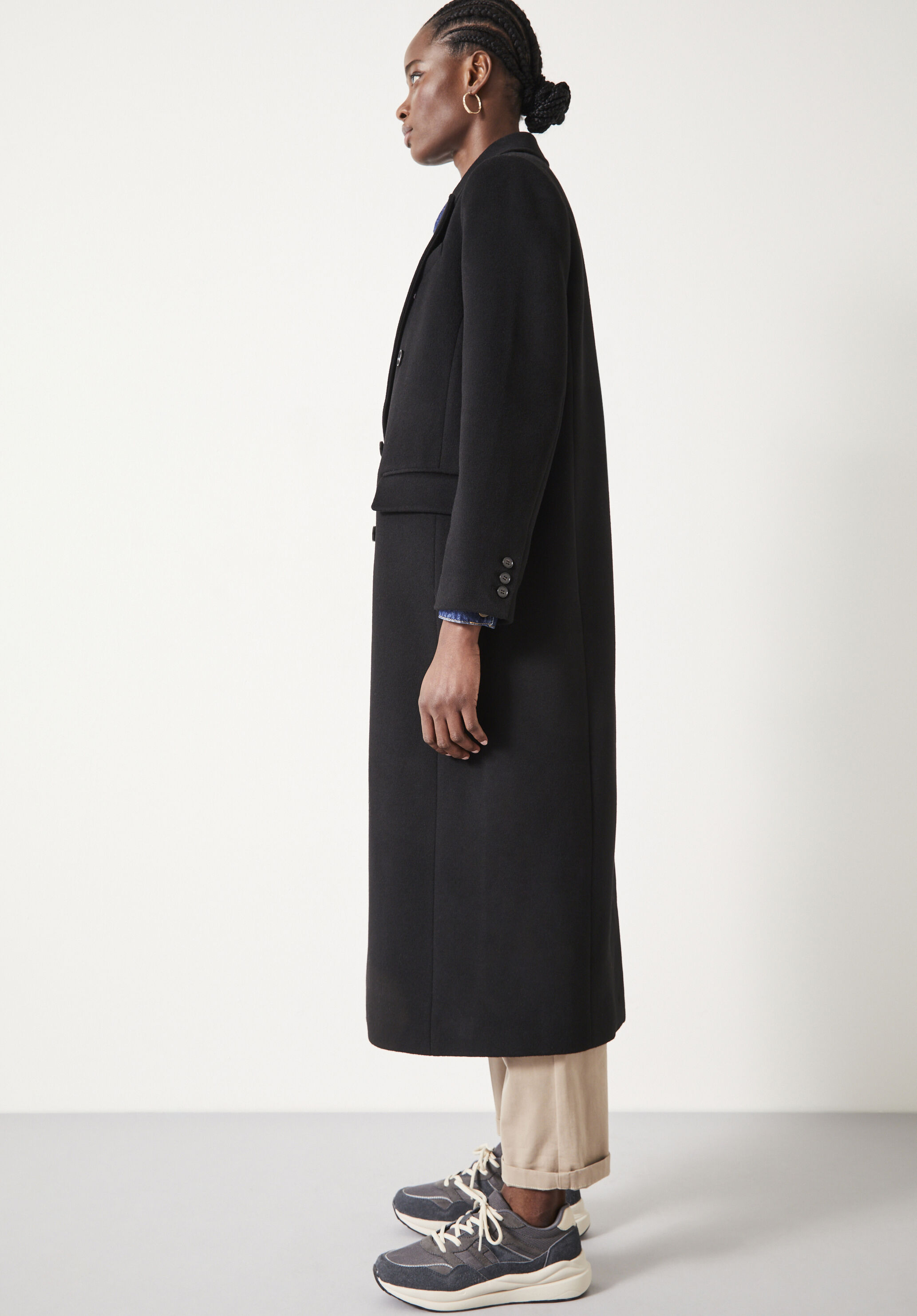 Miranda Double Breasted Wool Blend Coat Black hush