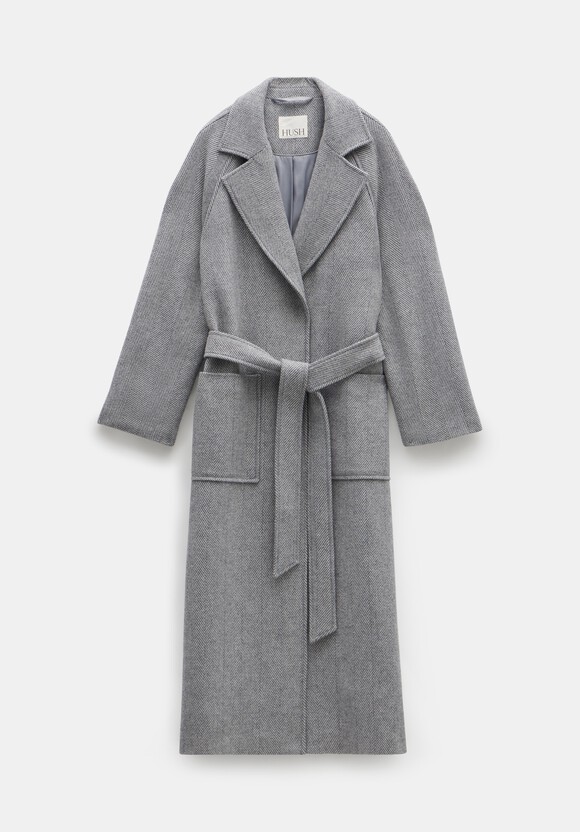 Kaitlin Wool Blend Herringbone Coat