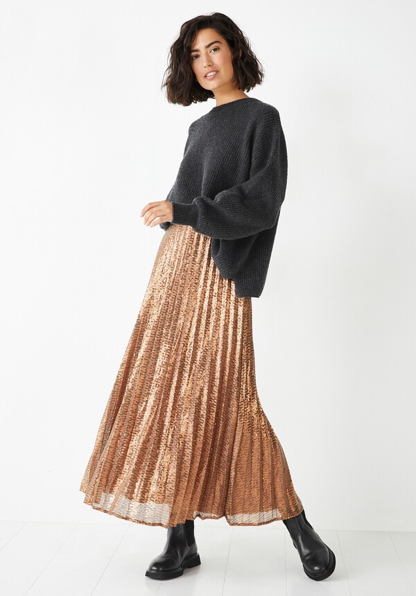 Clio Pleated Sequin Skirt