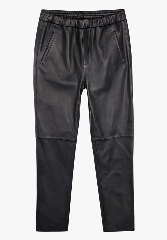 Leather Joggers | Black Leather Jogger Trousers | Black | hush