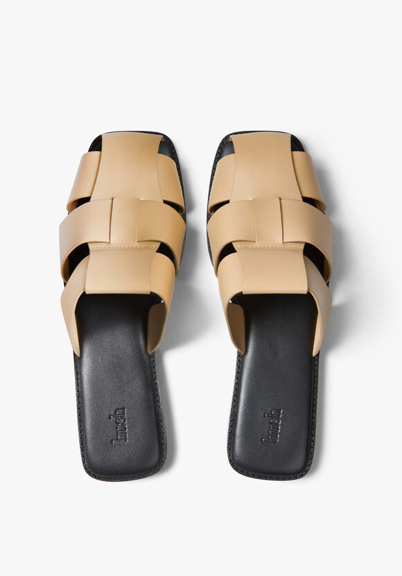 Penelope Leather Cage Mule Flats