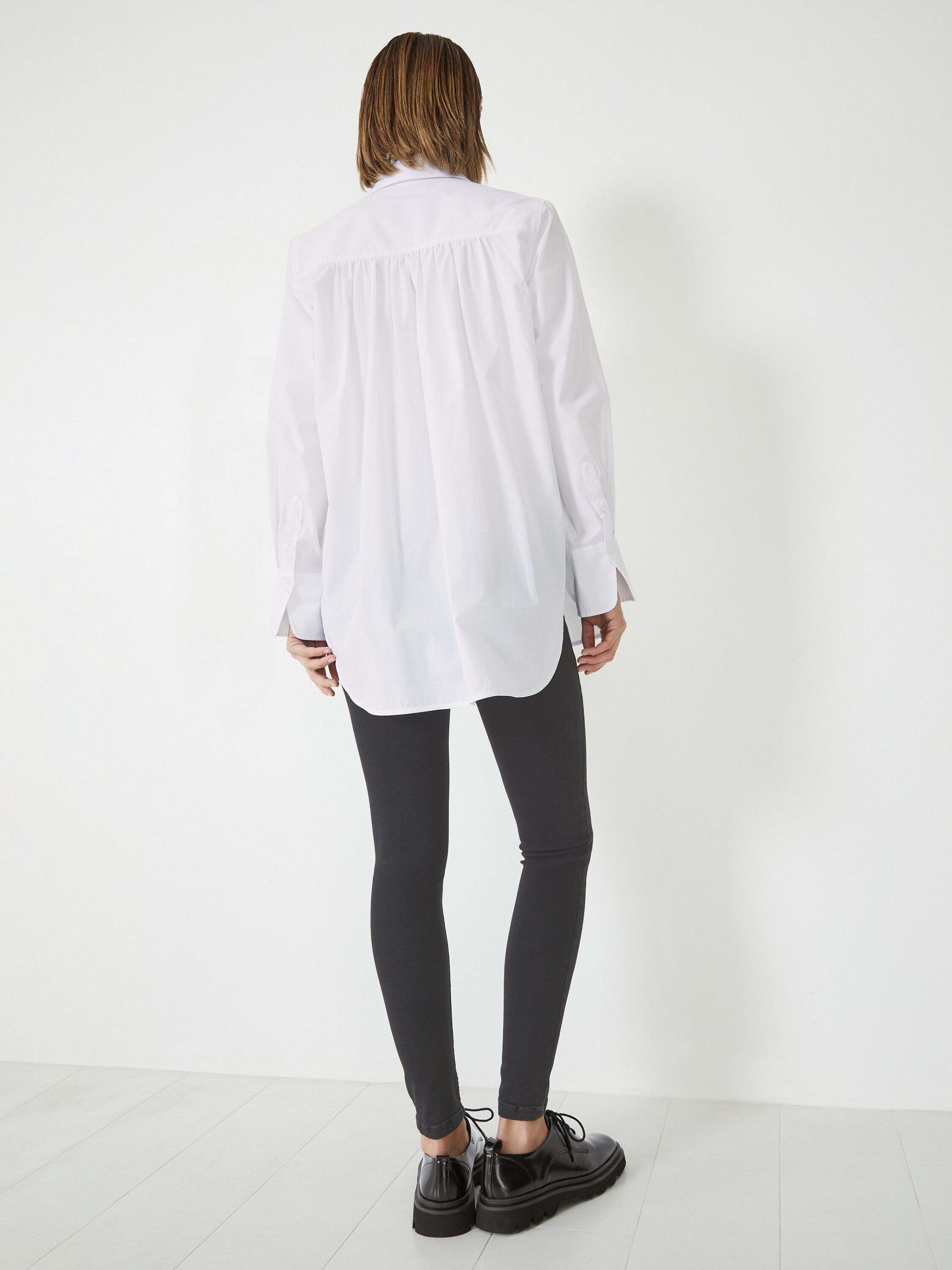 White poplin longline shirt store dress